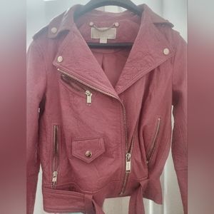 Michael kors pink leather jacket